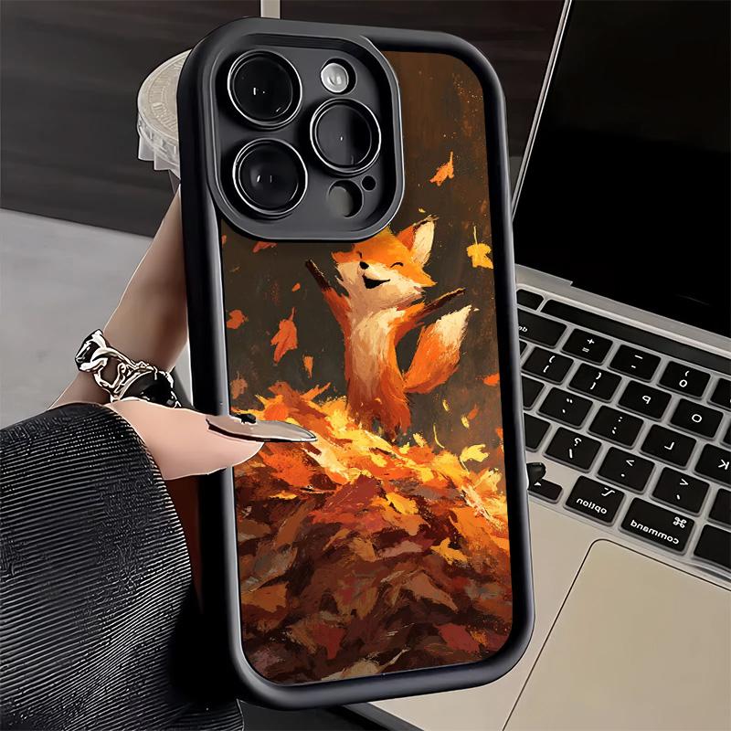 Чехол для телефона iPhone 17 Air 16E 15 16 Pro Max Мультяшная Лиса Животное Чехол 14 Plus 13 12 Mini Мягкий Силиконовый Fundas