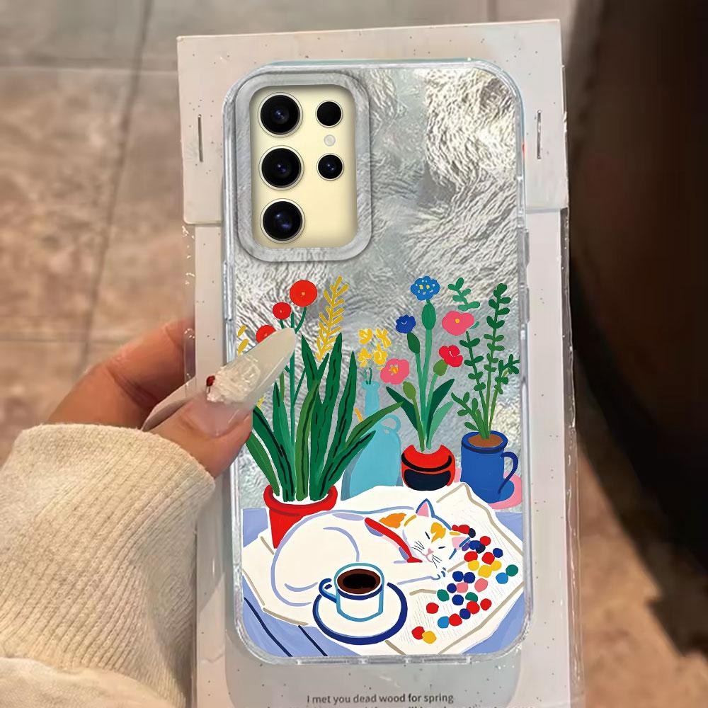 Чехол для телефона Lucky Cat Vortex Texture для женщин и девушек для Samsung Galaxy S25 Edge S24 S23 S22 S21 FE Plus Ultra Shell Задние сумки Чехол