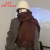 Solid Color Warm Women'S Winter Scarf Thickened Knitting Thick Tassel Shawl Scarf Women Men Scarf Accessories
