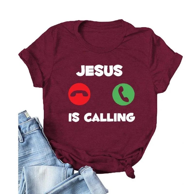 JUSUS iS CALLING Футболка с буквенным принтом Женская футболка с коротким рукавом и круглым вырезом Свободная женская футболка Женская летняя футболка Топы Одежда