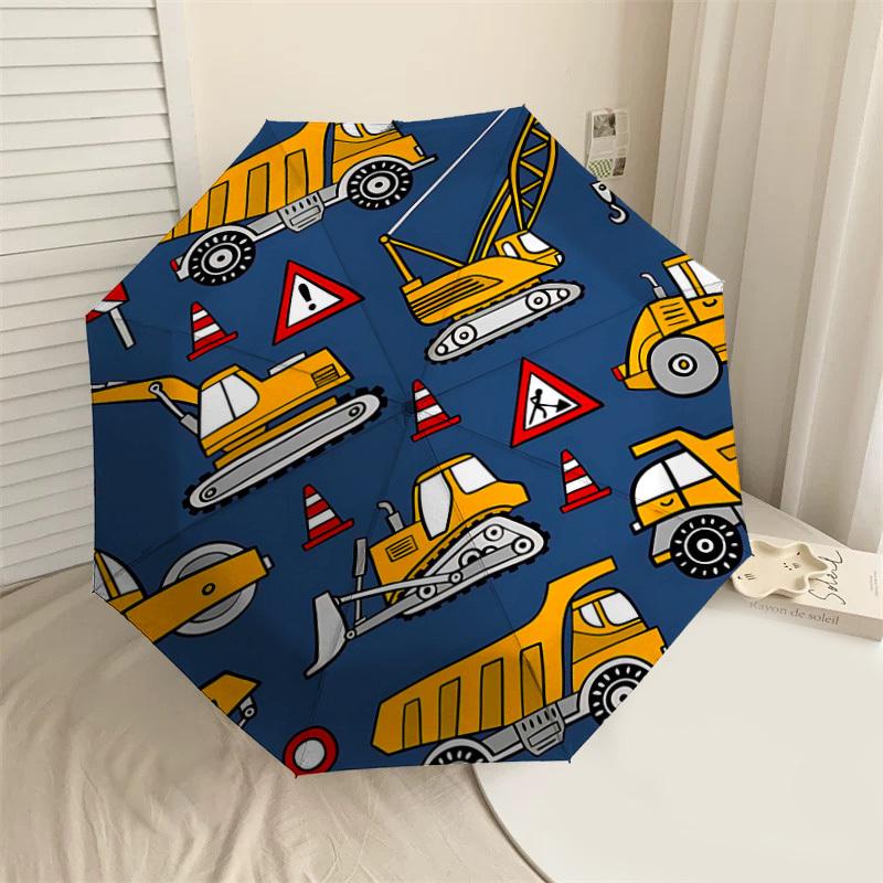 1PC construction vehicles Umbrella-8-Rib Reinforced, Automatic Open, Lightweight & Durable, Cute Fashion Accessory for Outdoor-T338