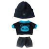 Niannyyhouse 20cm Plush Clothes, Hat, Kitten Sweater, Jeans, Cotton Doll Clothes (Black + Blue)