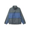 Word Woven Jacket With Stand Collar, Loose Fit, And Color Block Print Men Outerwear Blue GL8682