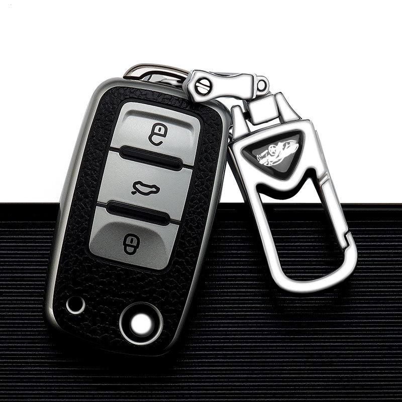 bngdr8 Leather TPU Car Key Case Car Key Full Cover Protection Bag for VW Volkswagen Polo Tiguan Passat Golf Jetta Lavida Skoda Octavia