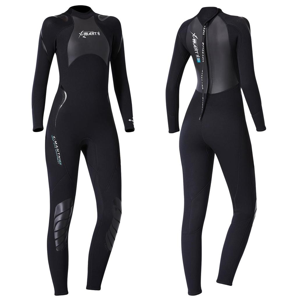 Women's 3mm Neoprene Full-Suit Wetsuit for Diving, Surfing, and Fishing, One-Piece Back Zip, Classic Style, Size XL