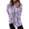 Women's Fashion Casual Long Sleeve Floral Textured Print Round Neck Top