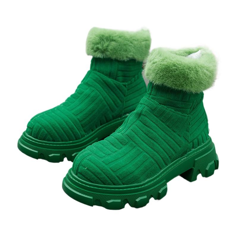 Женские замшевые ботильоны на платформе с мехом, короткие плюшевые ботинки, зимние новые дизайнерские теплые ботинки «Челси», повседневная обувь на плоской подошве Botas