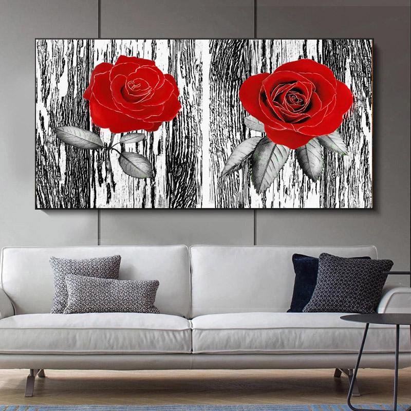 Современные абстрактные красные розы, картина маслом на холсте, скандинавские постеры и принты, настенные художественные фотографии, домашний декор для гостиной, без рамки