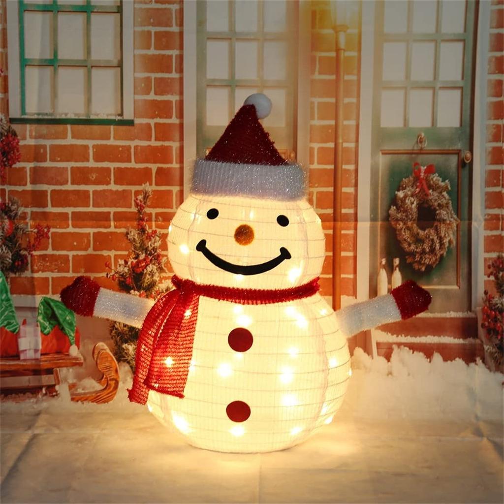 Christmas Decoration Folding Cloth Snowman Santa Claus Retractable Cloth Glowing LED String Lights Indoor Outdoor Wear