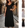Breathable Summer Dress Long Nightgown for Women Short Sleeve Crew Neck Lounge Relaxed Fit Night Casual A-Line T Shirt Comfortable