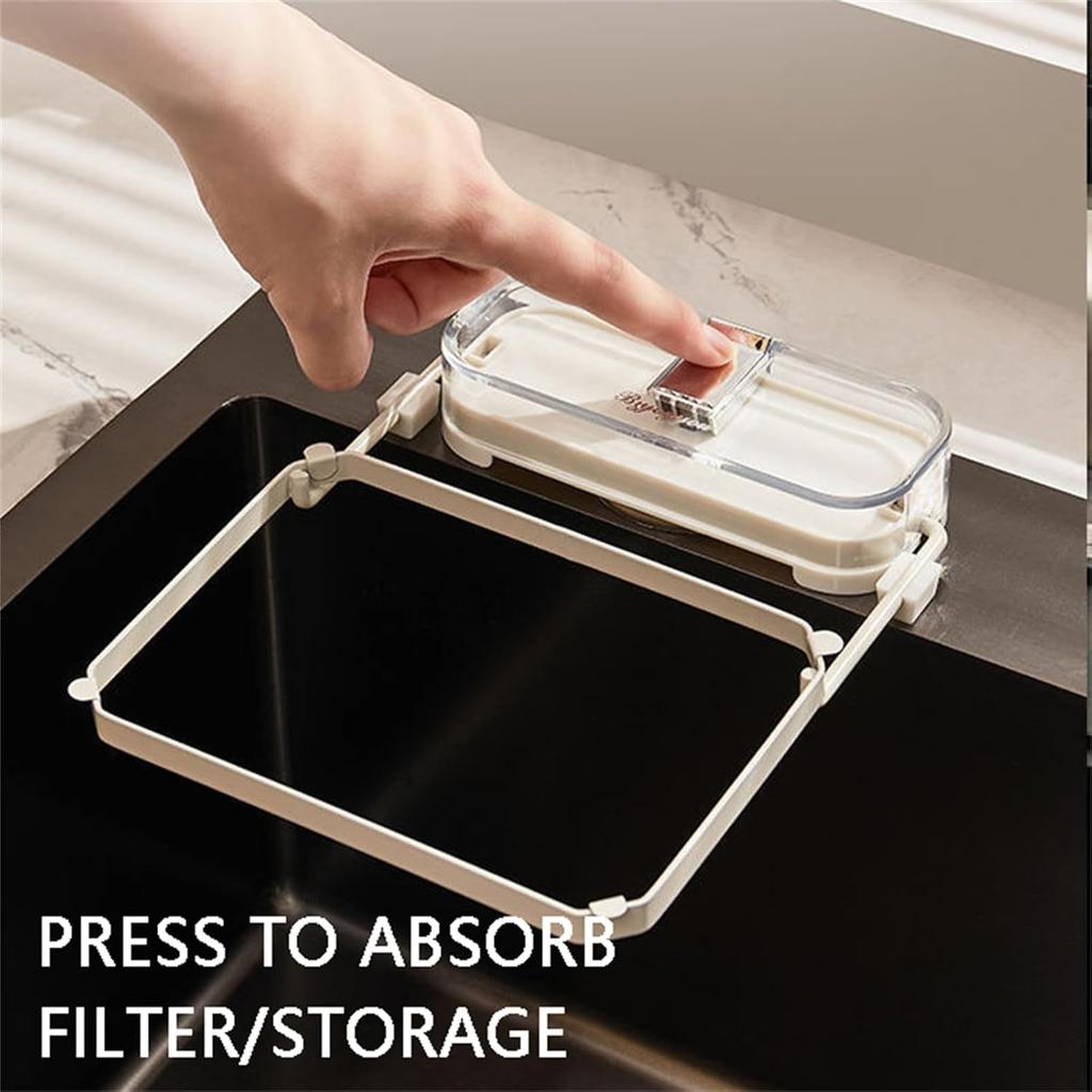 Фильтр для мойки Kanggoulu, вращающийся фильтр для кухонной мойки с 100 фильтрующими сетчатыми мешками, держатель фильтра-ловушки для еды для угловой мойки (черный)