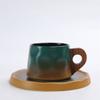 Retro Ceramic Cup Mug Style Simple Afternoon Tea Cup Creative Coarse Pottery Coffee Cup Saucer Set