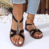 Fashion Ladies Shoes 2024 Hot Sale Elastic Band Women's Sandals Fashion Metal Decoration Daily Sandals Women New Round Toe Flat Sandals
