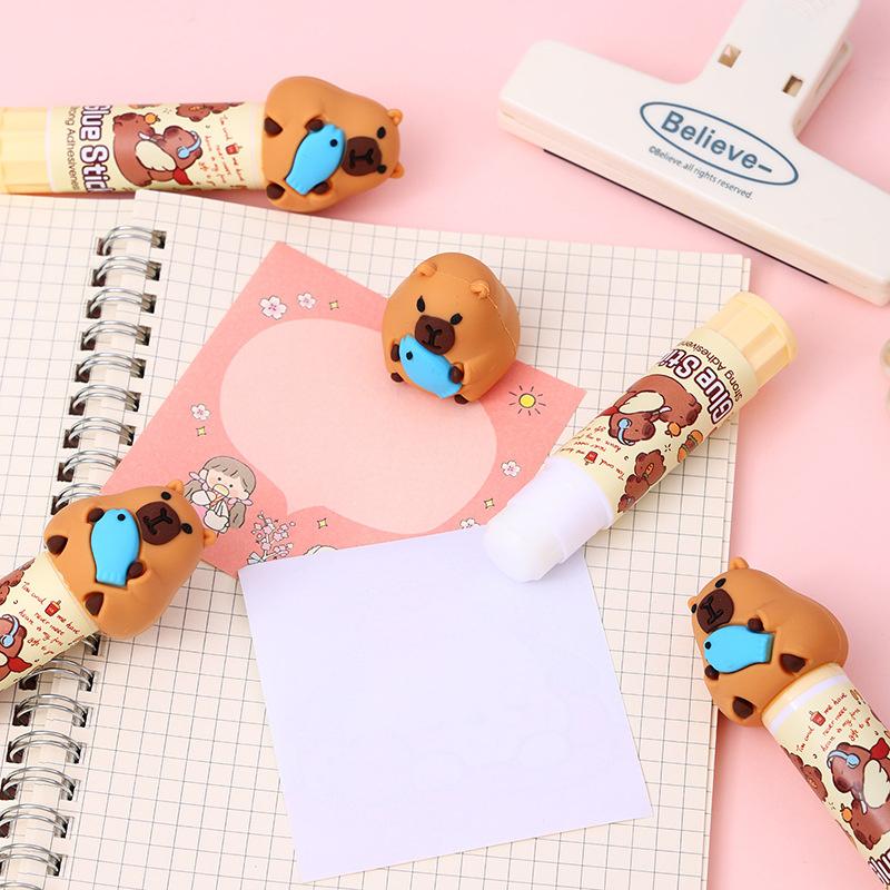 Kawaii Capybara Cartoon Solid Glue Super Strong Adhesives Клей-карандаш Милый студенческий клей-карандаш Офисные принадлежности Канцелярские товары для студентов