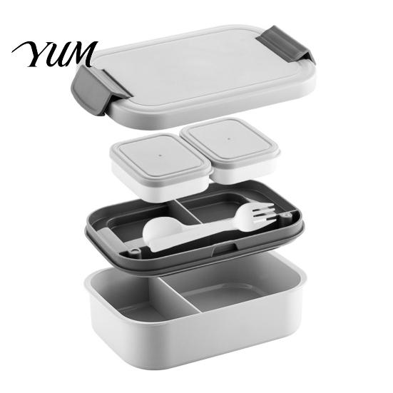 Microwave Safe Meal Prep Containers Double Layer Lunch Box with Sauce Container And Tableware, Leak Proof Stackable Food Easy Clean Dishwasher Storage