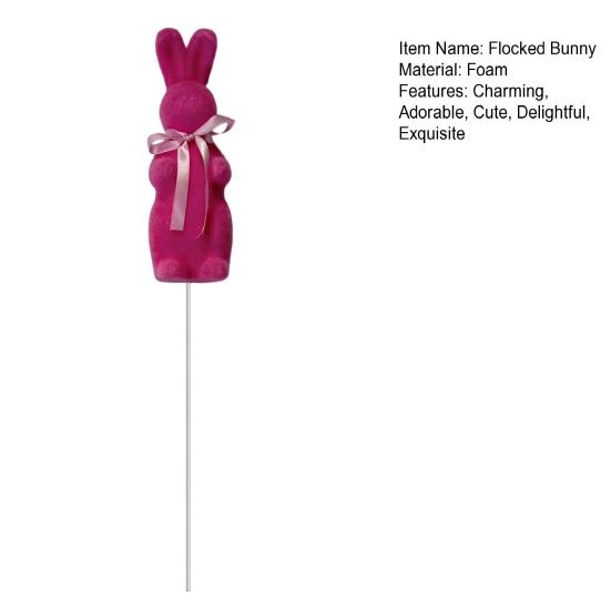 Пасхальная фигурка кролика с флоком Маленький пенопластовый кролик с галстуком-бабочкой Весенний кролик-кол для улицы, дома, двора, газона, кашпо, горшка, декор