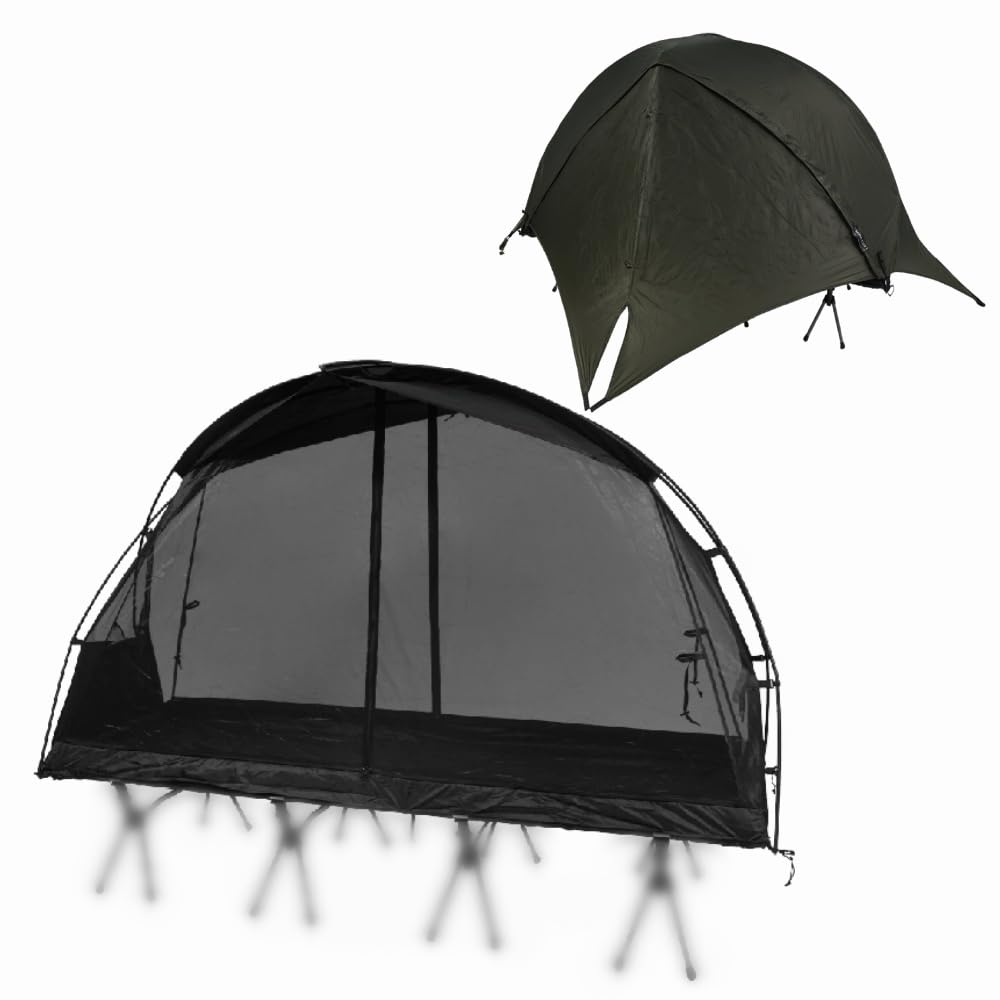 CAMVIL SORA Tent with Waterproof Outer Lightweight Cot Mesh Tent for Solo and Front and Rear Mesh TPU Aluminum Compact Easy Setup M 1-Person Tent,