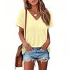 T Shirts For Women Pleated V Neck Dressy Casual Blouses Printing Short Sleeve Summer Tops Loose Fit