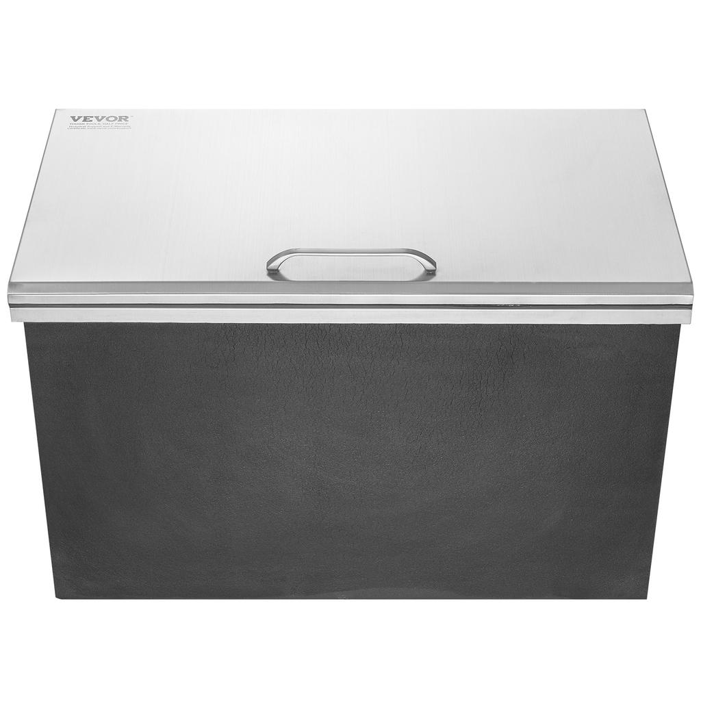 VEVOR Drop in Ice Chest, 24"L x 20"W x 15"H Stainless Steel Ice Cooler, Commercial Ice Bin with Hinged Cover
