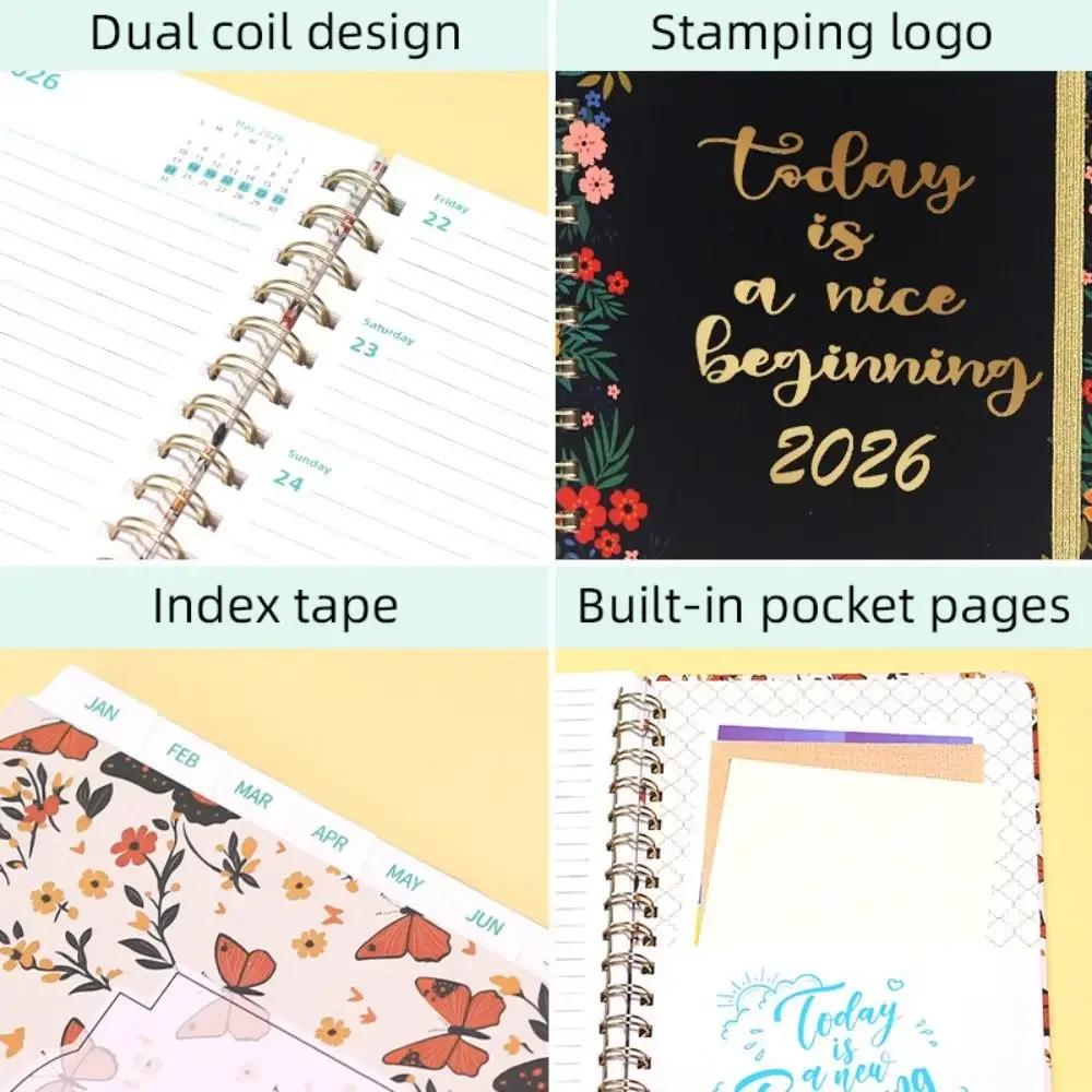 High Quality A5 2026 Planner Weekly and Monthly Agenda Academic Planner Monthly Tabs Jan.2026 - Dec.2026 Coil Notebook