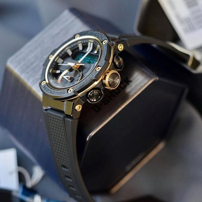 Casio Серия G-Steel Круглый двойной дисплей Металлическая текстура Солнечная энергия Bluetooth-соединение Стрелочный механизм Солнечный кварцевый механизм Ремешок из смолы GST-B200X-1A9