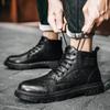 Высокие ботинки, мужская кожаная обувь, модные мотоциклетные ботильоны для мужчин, осенне-зимние ботинки, мужская обувь, уличная обувь с высоким берцем, мотоциклетная обувь, повседневная обувь