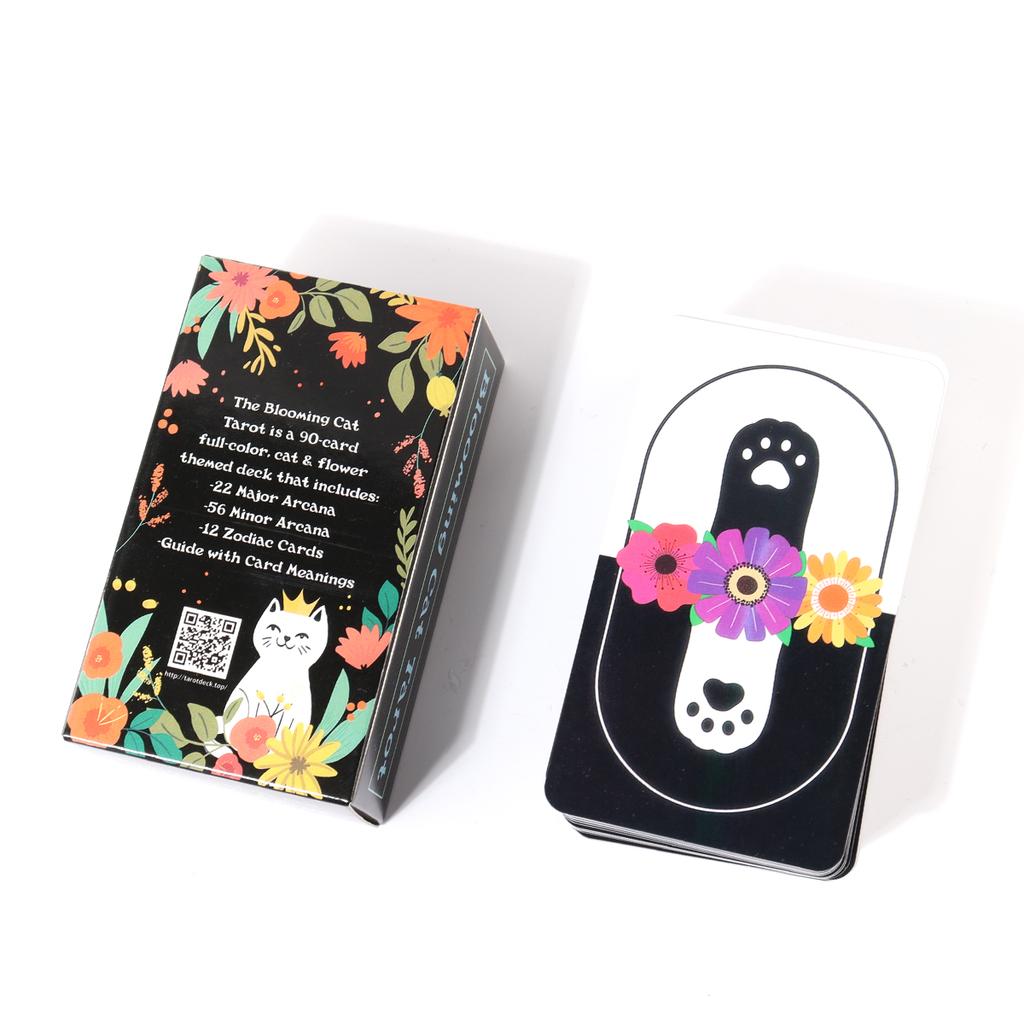 Колода Таро «Цветущий кот» 90 карт Настольная игра для отдыха и вечеринок Высококачественные карты-оракулы с предсказаниями и предсказаниями в формате PDF-путеводитель