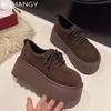 Platform Suede Women Flats Shoes Fashion Casual Sneakers Woman 2025 Trend Walking Sport Shoes Cozy Autumn Zapatillas De Mujer