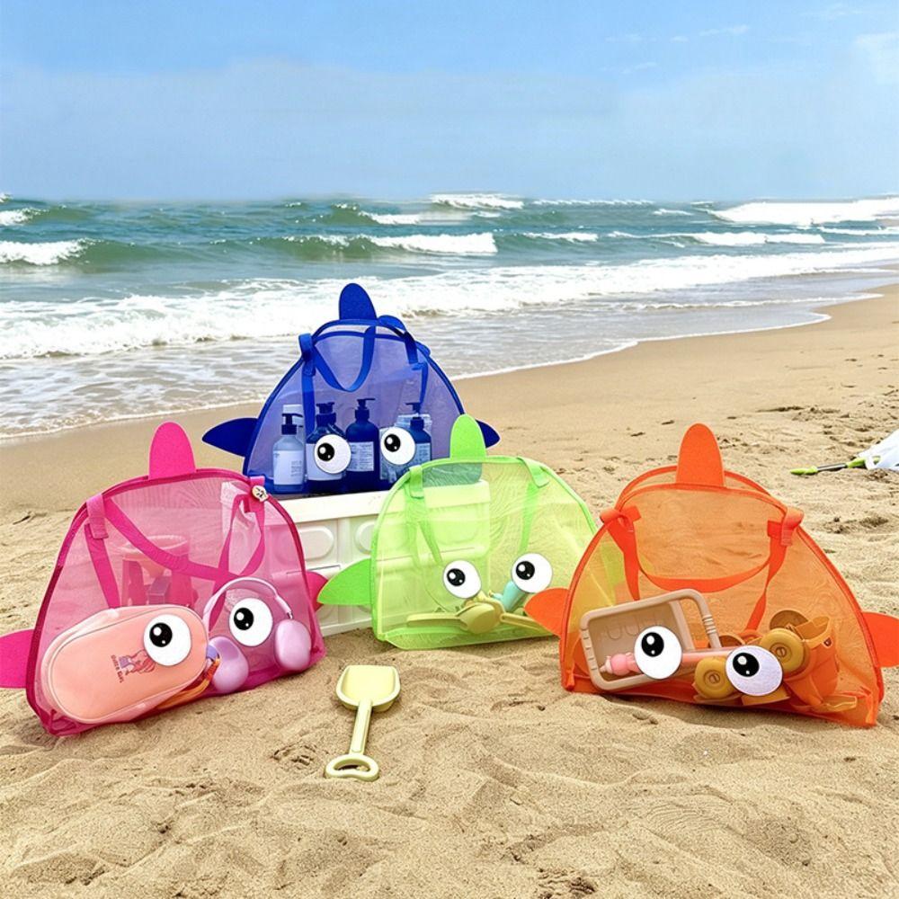 Handheld Summer Beach Bag Cartoon Mesh Swim Toiletry Bag Beach Travel Outdoor Sports