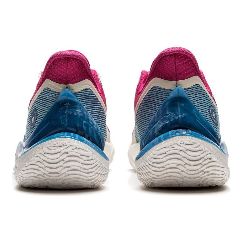 Li Ning Sonic 11 Astro-S2 Fabric Synthetic Leather Shock Absorption Non-Slip Wear-Resistant Low-Top Basketball Shoes Men Sneaker Blue Pink ABAT021-7