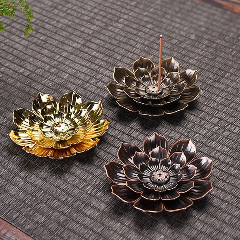 Multi-Hole Lotus Censer Alloy Incense Stick Holder Simple Incense Tray  Temples Home Office