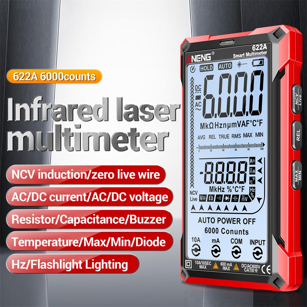 ANENG Digital Multimeter Tester Touch TRMS 9999 Counts Rechargeable Anti-burning Ohm Amp Volt Meter Electric Measuring Tool