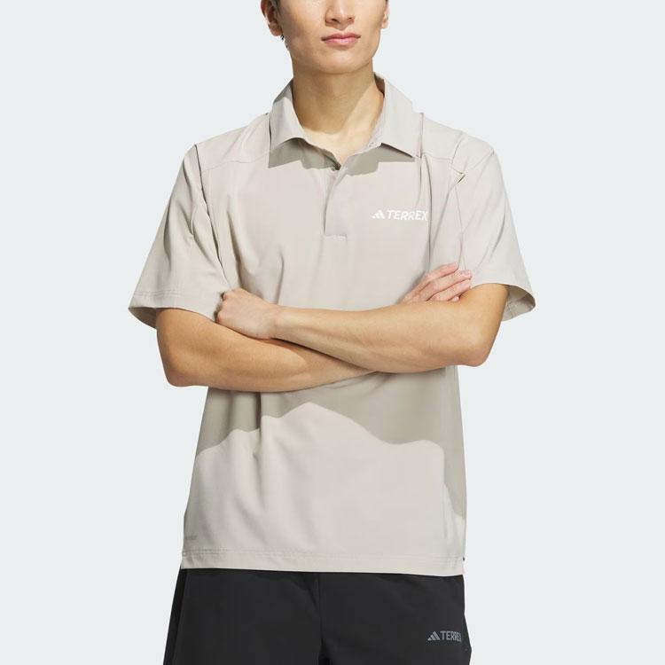 Adidas Тканая рубашка поло Aeroready с однотонным логотипом, быстросохнущая, с коротким рукавом, мужская рубашка поло светло-серого цвета IX0111