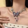 Exaggerated Vintage Zircon Necklace Rhinestone Women's Choker Adjustable Butterfly Necklace Daily