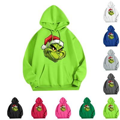 Женская модная повседневная толстовка с капюшоном и карманами с рождественским принтом