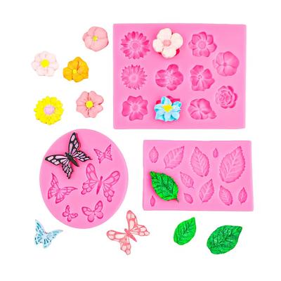 Силиконовая форма «Цветок, лист, бабочка» для украшения шоколадного торта из помадки — инструменты для выпечки своими руками Формы для конфет из полимерной глины