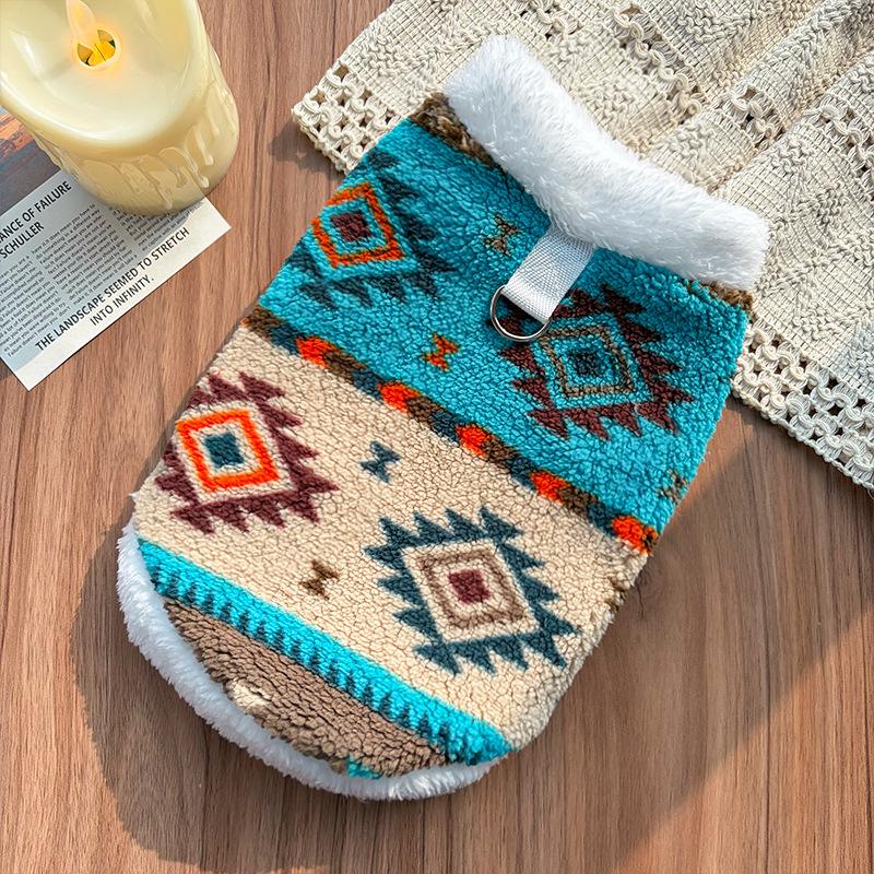 Зимний флисовый жилет для питомца - Свитер для собаки кошки с этническим узором Фэр-айл, Теплая одежда для бишона, корги, золотистого ретривера, для ношения осенью и зимой