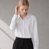 Melting Brown Women Semi Roose Fit Long Sleeve Shirt Wrinkle Free Office Look Bl