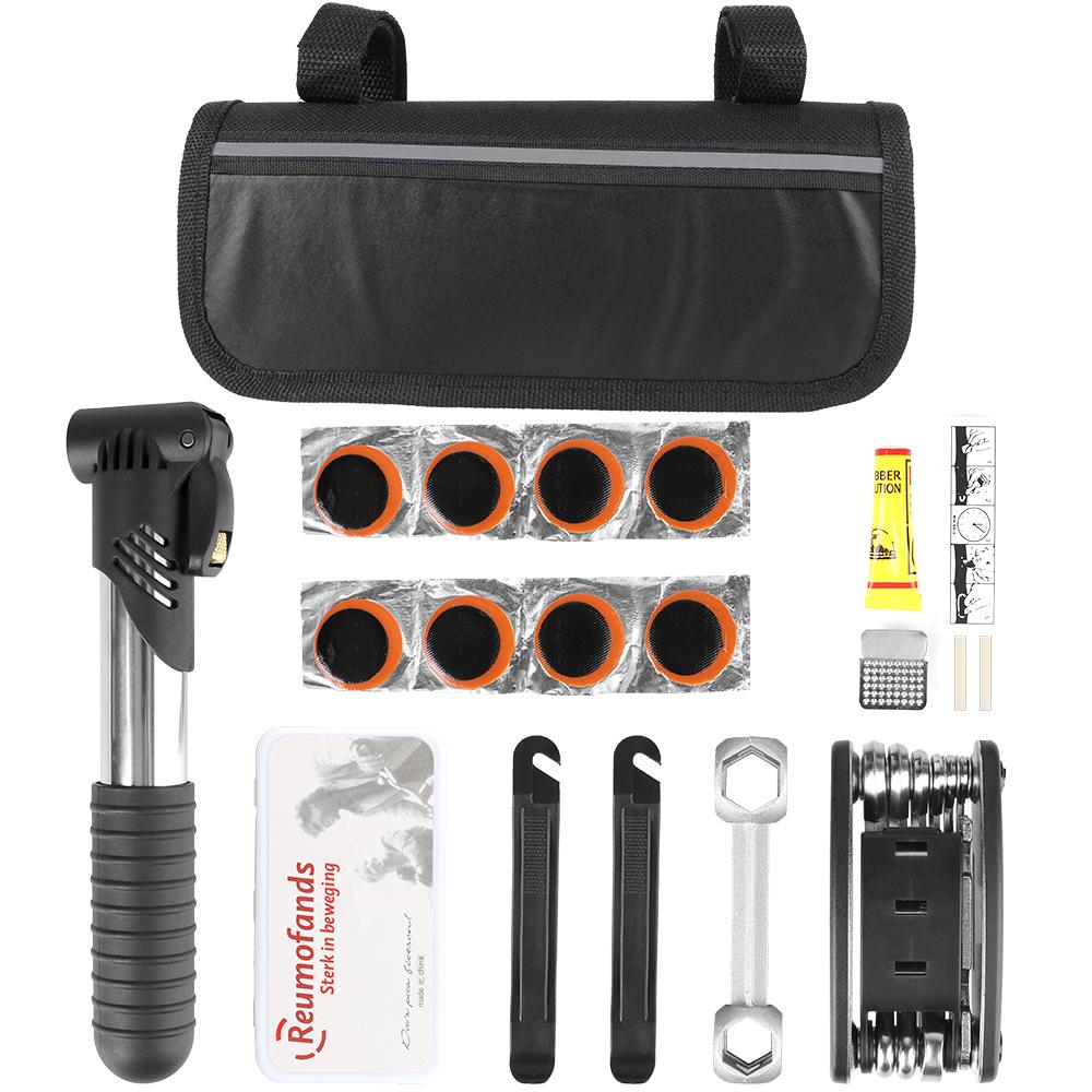 Outdoor Tool Front Tube Frame Bag With Pump Cycling Road Bike Repair Kits Multifunctional Tire Patch Lever Bicycle Repair Kits Bag