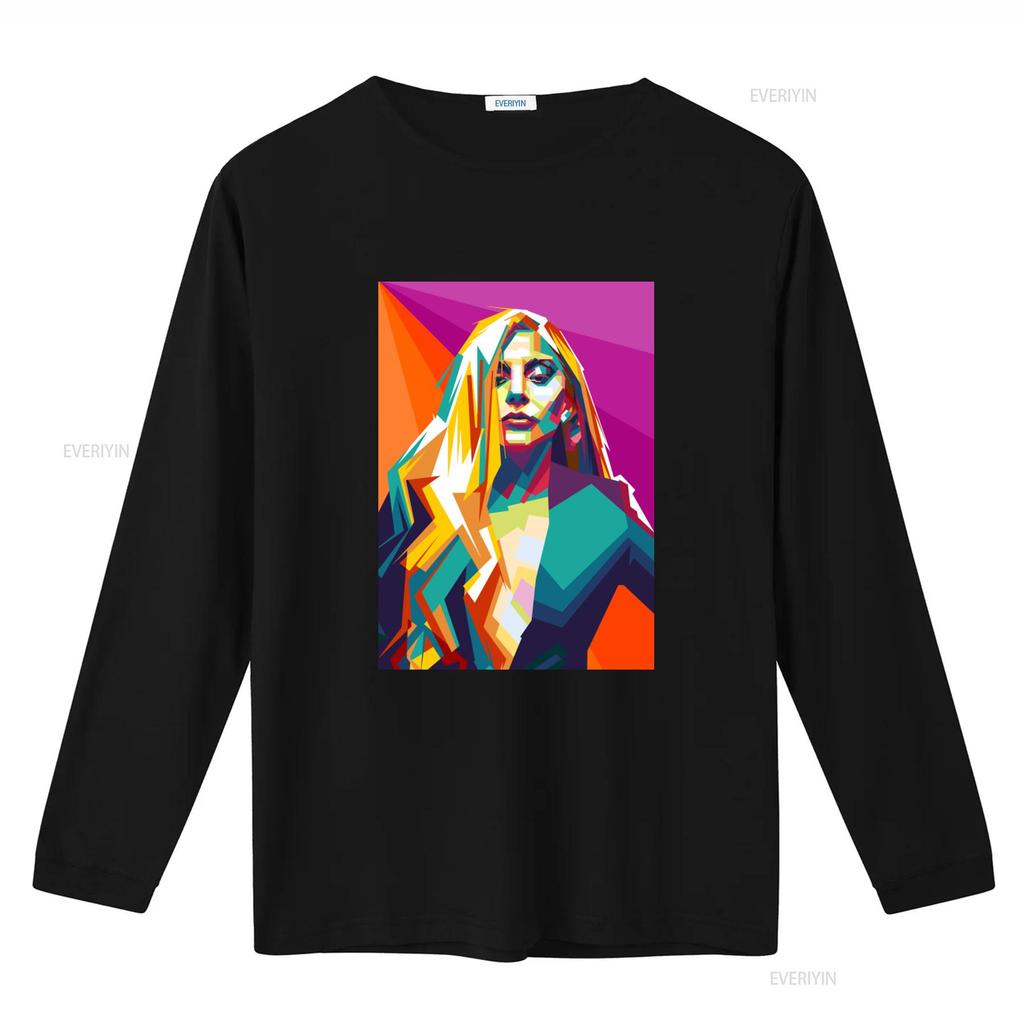 Винтажная футболка Lady Gaga для молодежи с длинным рукавом и размером для малышей, винтажная, стиранная, удобная, уличный стиль, повседневная