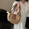 Летняя соломенная сумка для женщин, модная полукруглая сумка кроссбоди, плетеная вручную из ротанга, сумка-мессенджер, дорожная пляжная сумка KTB