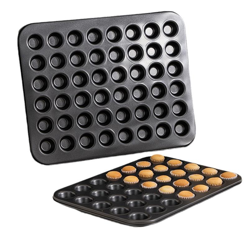 48 Holes Mini Round Muffin Cake Pan Cupcake Mold Non Stick Baking Dishes Carbon Steel Oven Trays Pastry Tool Kitchen Bakeware