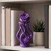 3D-печатная скульптура-ваза в виде розы, полая цветочная фигурка с матовым покрытием, скульптура цветка с плавными линиями, минималистичный декор для стола в гостиную