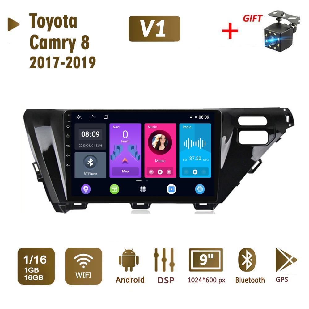 Автомобильное радио на базе Android для Toyota Camry 8 2017-2019, 2 Din, мультимедийная навигация Carplay, GPS, WIFI, головное устройство, 4 + 64 ГБ