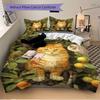 3pcs cat, apple tree Bedding Set Down Comforter Cover and Pillowcases, Suitable for Guest Room Home Decoration All Seasons(No Insert) S0819040