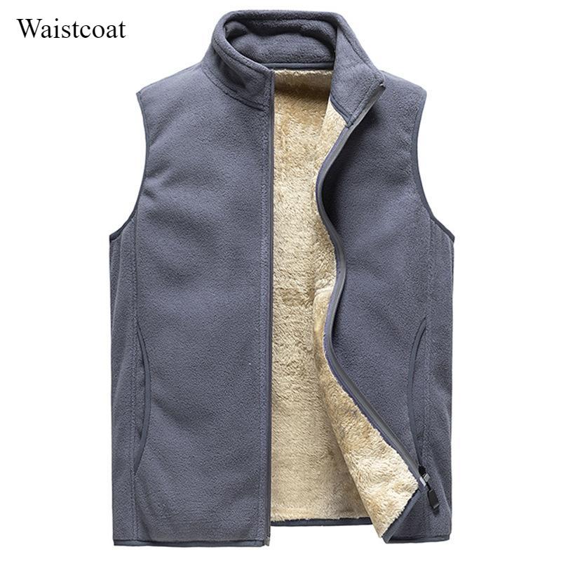 Осенне-зимний жилет Plus Velvet Vest для мужчин, утолщенный теплый жилет с воротником-стойкой, большой размер, флисовый жилет, новый топ