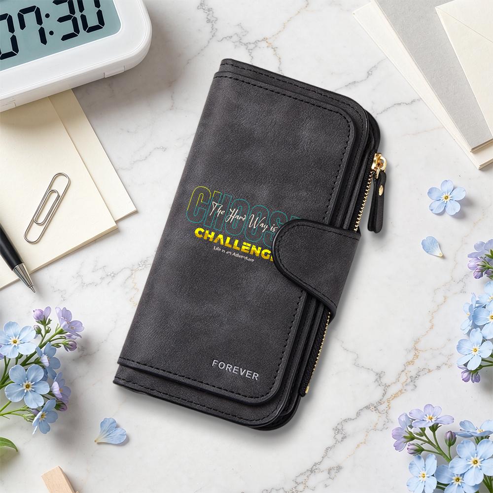 Stylish Print Long Wallet PU Leather Multi Card Slot Daily Use Clutch Purse for Men Women