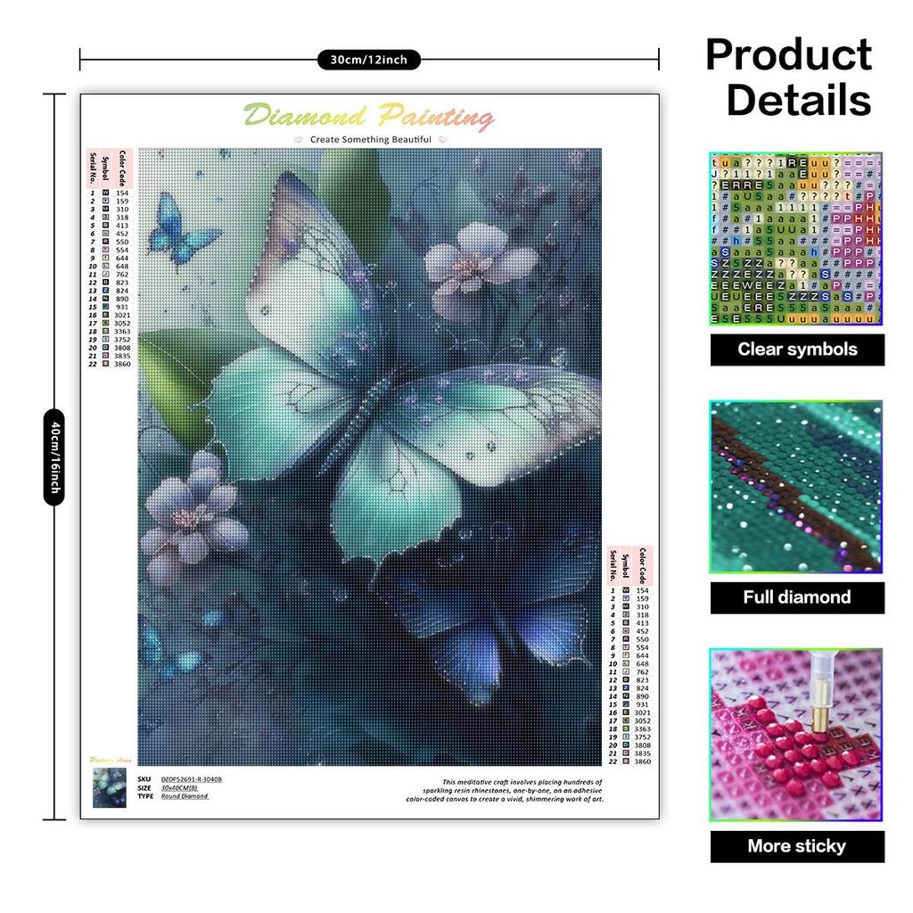 5D Diamond Painting Butterfly Animal Kit Pictures Of Rhinestones Mosaic Handmade For Home Decors 30x40cm/12x16inch