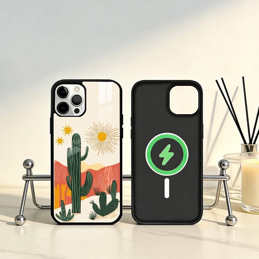 Desert Cactus Phone Case For iPhone17,16,15,14,13,12,11 Plus,Pro Max Magnetic For Magsafe Wireless Charging
