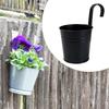 Hanging Flower Pot Holder with Hook Garlic Storage Railing Planter Iron Bucket for